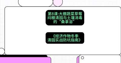 第8节：【大棚蔬菜草莓】闷棚清园与土壤消毒的&ldquo;桑拿浴&rdquo;，课程：《经济作物冬季清园&middot;实战防坑指南》#识农AI