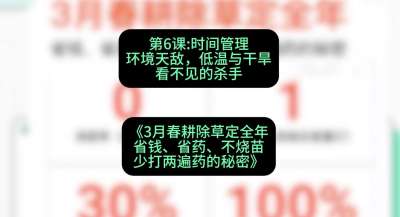第6节：时间管理环境天敌，低温与干旱&mdash;&mdash;看不见的杀手，课程：《3月春耕除草定全年：省钱、省药、不烧苗、少打两遍药的秘密》